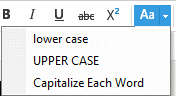 The change-case icon in the Notes toolbar. Shift+F3 is its shortcut