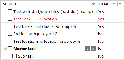 Float is among the columns you can display to sort and filter tasks