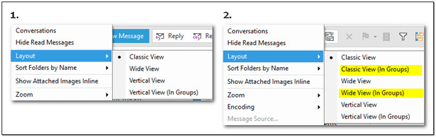 This compares the new viewing options (#2) to prior versions for Mail