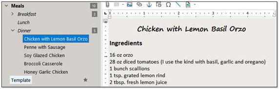 Recipe notes