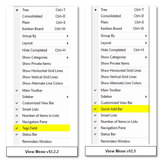 The View menu
